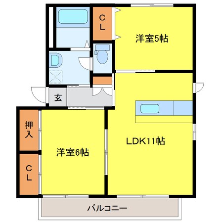 音路 徒歩5分 2階の物件間取画像